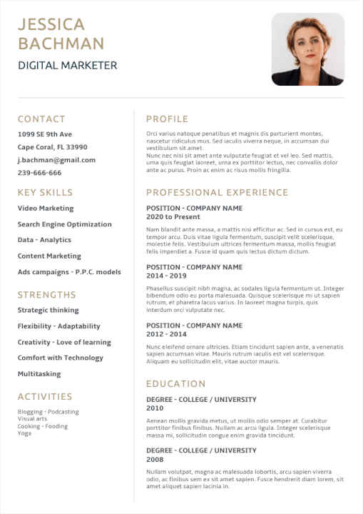 Modern Resume / CV Template / realized with giga-cv / app available for iPhone iPad and Android devices 